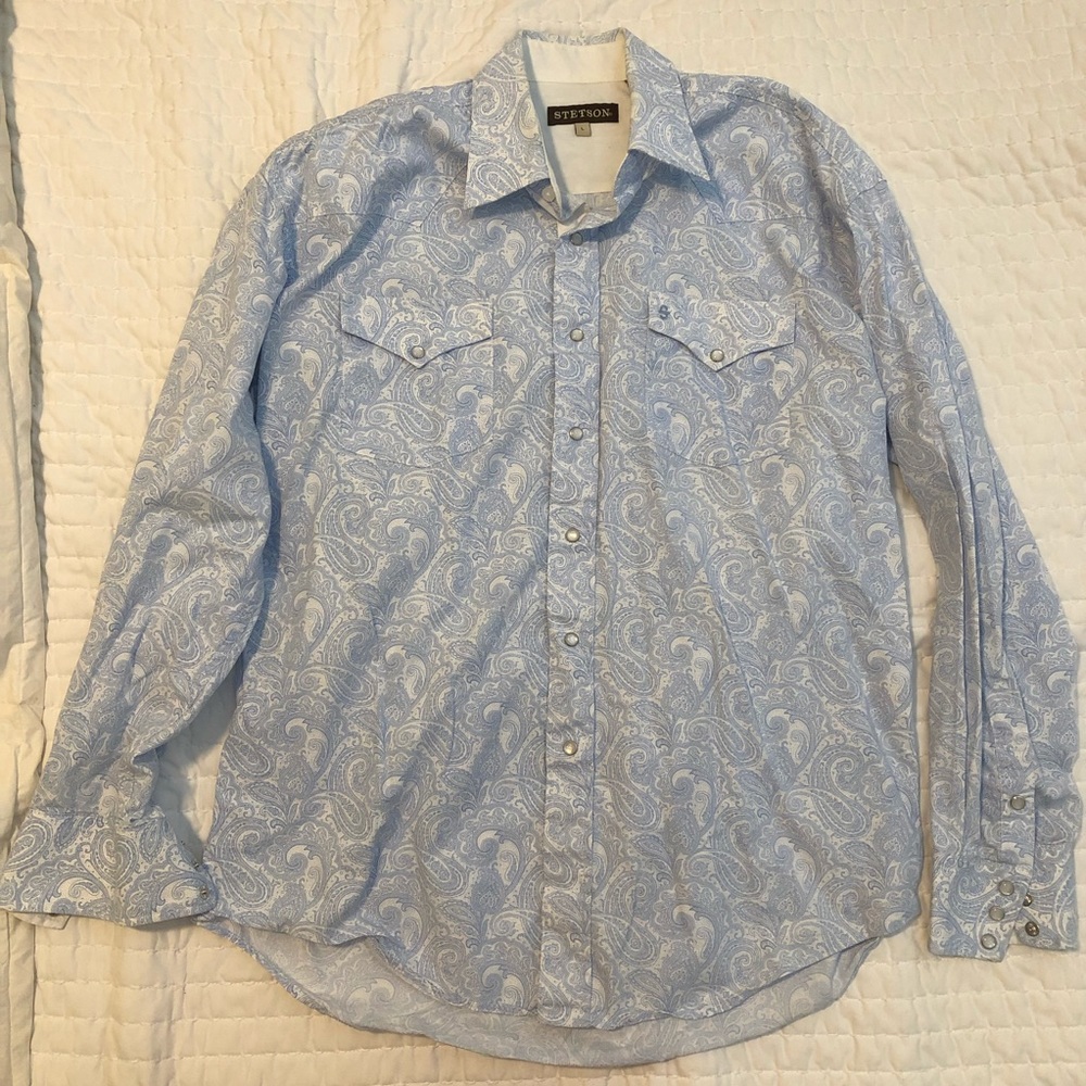 Paisley print button down shirt men’s size L